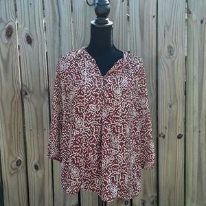 Cold Water Creek Abstract Print Red Top - Med.